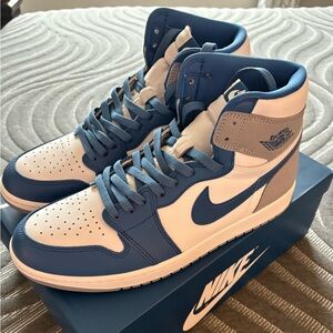 Jordan 1 Blue and White High-Top Sneakers New in Box